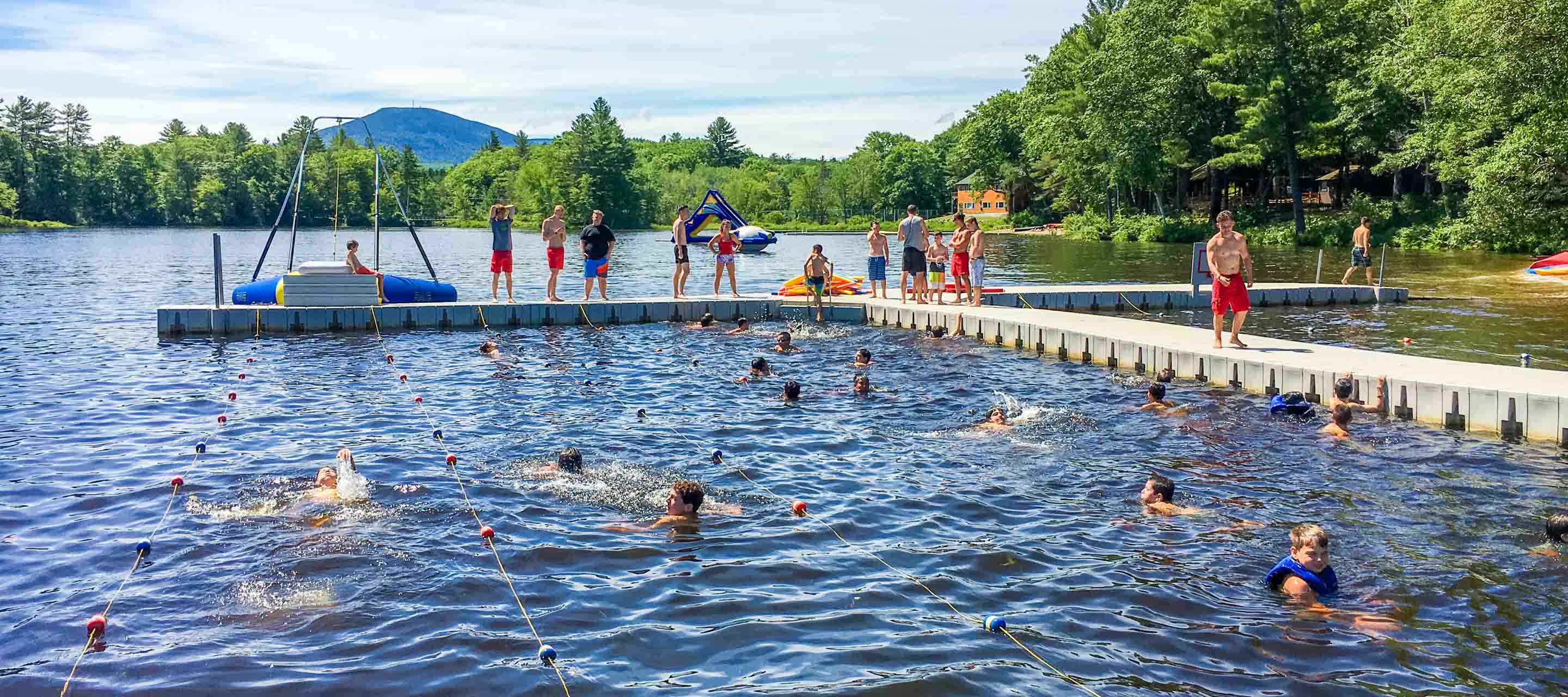 Boys swim lessons in lake